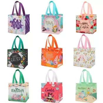 с ручкой Пасхальные подарочные пакеты Красочные кролики Сумка для покупок Новая сумка для конфет и печенья Пасха Style 3