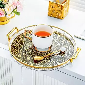 с ручкой Поднос для украшения Рамадана Домашний поднос для хранения хлеба Поднос для чая Мубарак Ид Style B
