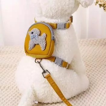 с рюкзаком и поводком шлейка для домашних животных жилет регулируемый ремень для кошек на грудь для маленьких и средних собак M синий