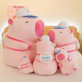 С рюкзаком Капибара аниме пушистая игрушка имитация Капибара плюшевая кукла домашний декор 25cm розовый