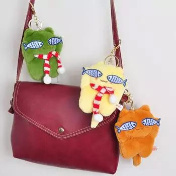 С рыбьими глазами мультяшный котенок мягкая кукла кошка рыба кошка брелок для автомобиля Yellow B