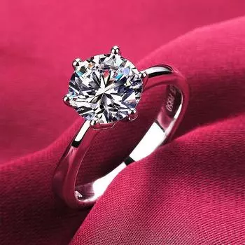 С сертификатом цветные кольца из белого золота 18 карат для женщин, 2,0 карата, круглый циркониевый бриллиант, пасьянс, обручальное кольцо, свадебное обручальное кольцо 8