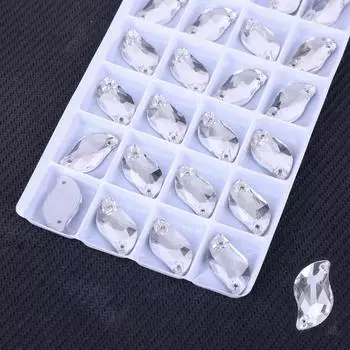 S-Shaped Glass Hand-Sewn Drill Flat Bottom Double Hole Long Crystal Flat Buckle White Ab Drill Diy Jewelry Accessories 10 * 20Mm 24pcs/bag белый