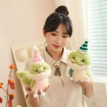 С шарфом и шапкой мультяшная змея плюшевая игрушка зеленая змея животное плюшевая подушка день рождения 25cm-only snake