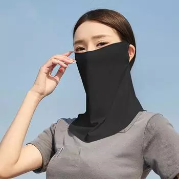 С шейным клапаном Ice Silk Neckline Face Gini Mask Anti UV Driving Face Shield Veil Cycling розовый