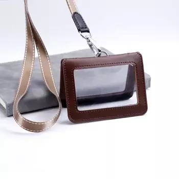 С шейным ремешком, кожаная обложка для карт, двухсторонний кожаный держатель для бейджа, аксессуары для бейджа Style 7