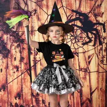 с шляпой детский костюм на Хэллоуин волшебная палочка детское платье ведьмы на Хэллоуин реквизит style 3