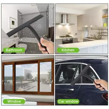С силиконовым лезвием и держателем-крючком для ванной комнаты, кухни, автомобиля, скребок для чистки стекол, стеклоочиститель, скребок для душа чёрный