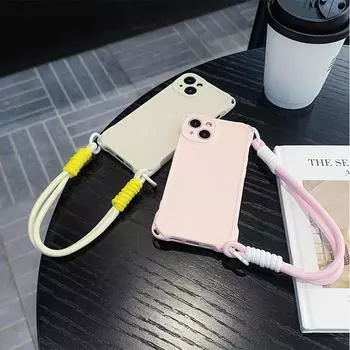 с телефонными ремешками противоударный усиленный чехол с углами для SamsungA55 S24 Ultra iPhone 16 Pro Max Redmi Note13 Infinix OnePlus защитная мягкая задняя крышка for iPhone 7/8 чёрный