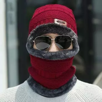 С толстым флисом, утолщенным однотонным шерстяным вязаным плюшевым пледом, шапки, нагрудники, комплекты, шапки, воротники чёрный