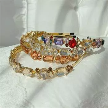 С тонким краем, симпатичный сплав, кристалл, женский, изысканный, женский ободок для волос, повязка на голову, модная повязка для волос 15*13cm белый