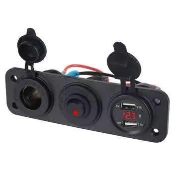 С тумблером PD USB зарядное гнездо разветвитель панель со светодиодным вольтметром гнездо 12 В разветвитель USB C QC3.0 автомобильный прикуриватель кнопка включения-выключения зелёный