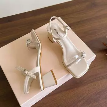 С юбками, классные тапочки, женская летняя одежда со стразами, удобное слово с высокими каблуками, толстая подошва, не устают ноги, хрустальные толстые каблуки 35