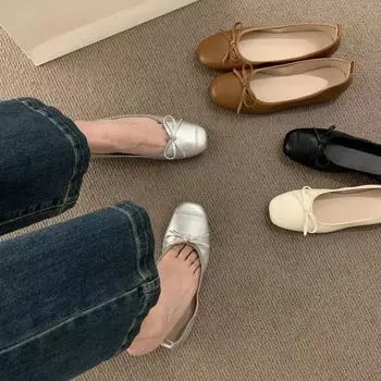 С юбкой в стиле феи, серебристые, мягкие, кожаные, с мягкой подошвой, туфли бабушки с одной педалью, легкие балетки, нежные вечерние туфли 35