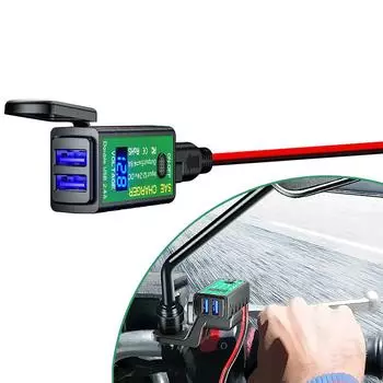 С вольтметром, выключателем питания и питания для телефона, USB-зарядное устройство для мотоцикла, 12 В, SAE на два USB-адаптера для быстрой зарядки 3,1 А/4,8 А TYPE-C