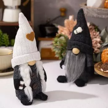 С вязаной шапкой Кофейные гномы плюшевая кукла Милая мягкая плюшевая рождественская безликая кукла ручной работы в американском стиле