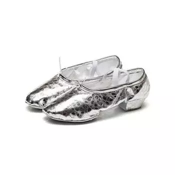 С высоким каблуком танцевальные туфли женские мягкие туфли для практики взрослые серебряные туфли для учителей кожаные туфли для народных танцев квадратные танцевальные туфли для выступлений 22 серебряный