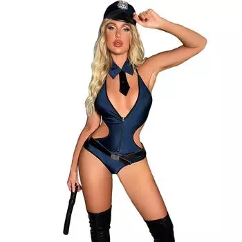 S-XL цельный полицейский косплей нижнее белье косплей полая женская полицейская форма комбинезон форма соблазн average code