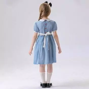 S-XL детская одежда для горничных, детская одежда для выступлений на праздниках, клетчатое платье принцессы для девочек COS, костюм на Хэллоуин 120cm(S)