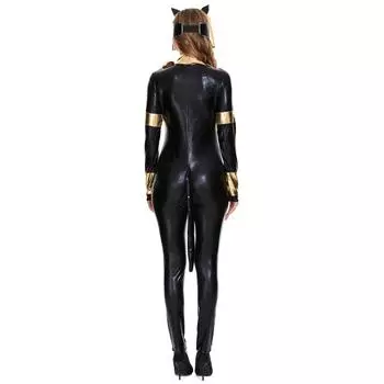 S-XL костюм монахини-кошки, забавная маска летучей мыши, лакированный кожаный цельный костюм кошки, костюм COS, костюм на Хэллоуин S чёрный