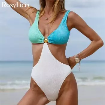 S-XL морщинистый жатый сращивание с вырезами на спине цельный купальник женский купальник женский купальный костюм купальный костюм леди S чёрный