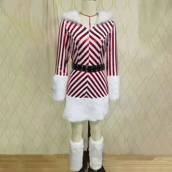 S-XL red and white striped Christmas clothing, Christmas clothing COS clothing, performance clothing, foot cover Christmas clothing S