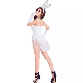 S-XL белый сексуальный костюм кролика косплей кролик наряд маленький белый кролик женская униформа сексуальное нижнее белье S