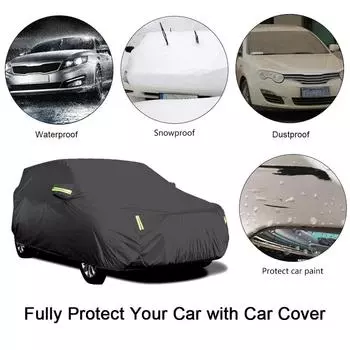 S-XXL Car Cover Sedan Full Covers with Reflective Strip Sunscreen Protection Dustproof&Waterproof UV Scratch-Resistant Universal 4.5x1.75x1.5m(M) чёрный