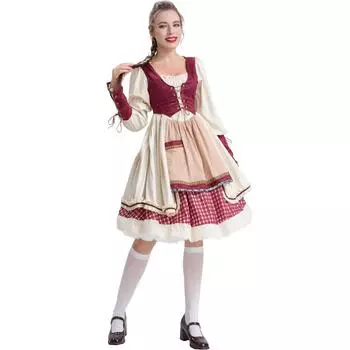 S-XXL Хэллоуин Красная Шапочка Костюм Девочка, Волк Бабушка COS Плащ Костюм, Ретро Арт Платье S/M