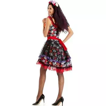 S-XXL Маскарадный Череп Призрак Невеста Хэллоуин Костюм Косплей Драг Вампир Платье S