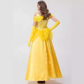 S-XXL Платье Белоснежки, платье для сцены на вечеринку, платье принцессы в стиле Хеллоуин Белл, прекрасная женщина и чудовище, платье COS S жёлтый