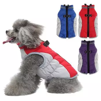 S-XXL Winter Warm Coat With Harness Soft Pet Dog Jacket Windproof Dogs Coat Zipper Thick Padded Warm Coats for Small Medium Dogs S