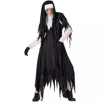 S-XXXL Halloween zombie nun costume, vampire horror bloody reaper cross serrated nun skirt S