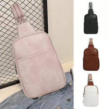 с застежкой-молнией Большая вместительная износостойкая искусственная кожа Маленькая сумка на ремне Нагрудная сумка розовый