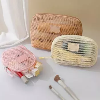 С застежкой-молнией, сетчатые косметички, ручная косметичка, повседневные косметички для женщин White-S