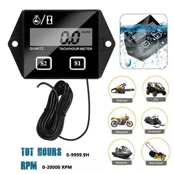 С зажимом новый мотоциклетный тахометр IP65 водонепроницаемый 0-20000 об/мин датчик скорости двигателя счетчик рабочего времени 3 выбора тахометра счетчик моточасов F-0839