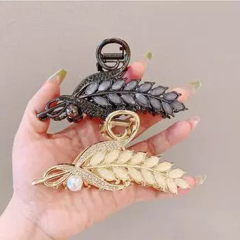 с жемчугом пшеничные ушки заколка для волос кошачий глаз камень акула заколка роскошные волосы коготь аксессуары для волос чёрный