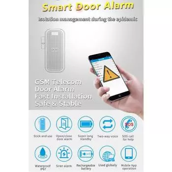 С звуковой сигнализацией, магнитной дверью, GSM, беспроводной сигнализацией, SMS и телефоном, SOS, экстренная помощь standard