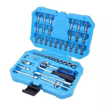 SA46 Steel Socket Set (Blue, 46-Pieces)