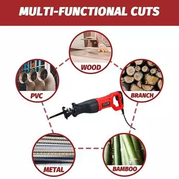 Сабельная пила, 7,5 А, 2800 об/мин, скорость холостого хода, сабельная пила, ручная электрическая ручная пила с питанием от сети, 5 шт. US Plug красный