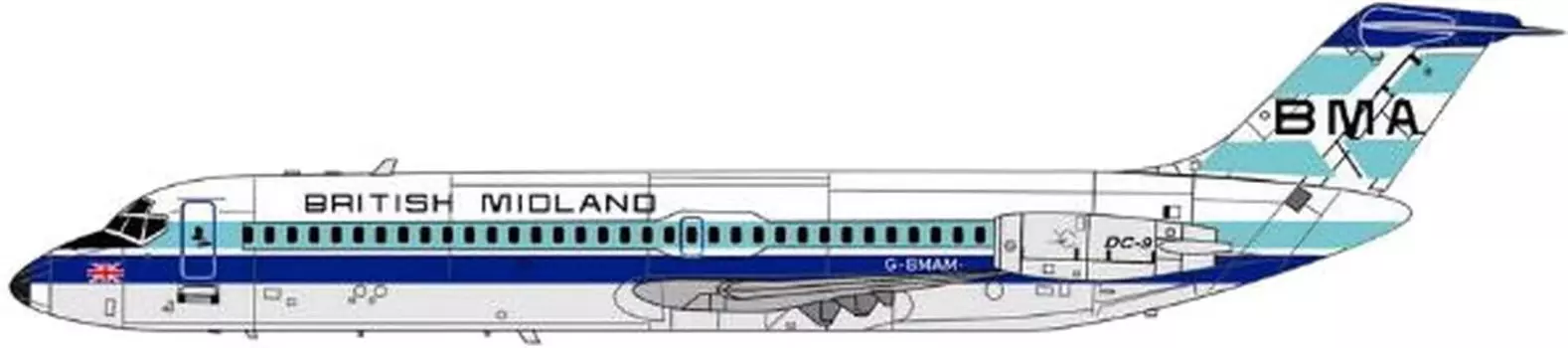 Saber Kits British British Midland Airways Пластиковая модель SBK14011 1/144 DC-9-30