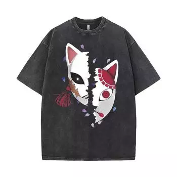 Сабито Тандзиро Клинок, рассекающий демонов Графическая футболка Аниме Винтаж Харадзюку Y2k Уличная одежда Выстиранные Футболки с принтом Мужские Хлопковые Топы Футболки S