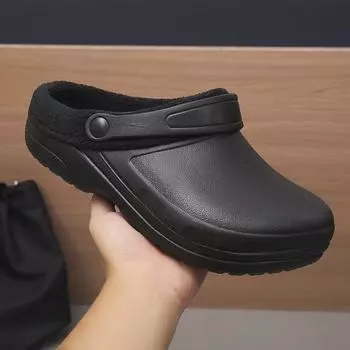 Сабо для кухни, летние мужские тапочки для работы, водонепроницаемые, маслостойкие сандалии, нескользящие резиновые тапочки для сада для мужчин 36 бежевый