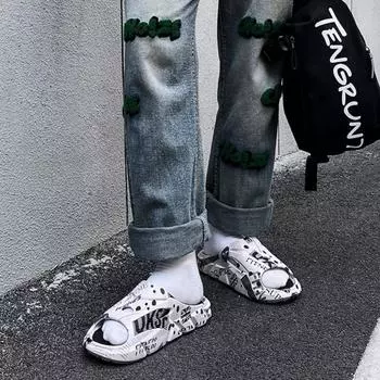 Сабо Шлепанцы Повседневные мужские тапочки 2024 Модные мягкие забавные дешевые туфли Ликвидация Высококачественная трендовая элегантная летняя распродажа мужской обуви 36