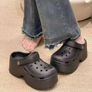 Сабо, женские сандалии, легкая уличная обувь, летняя садовая обувь, нескользящие сандалии из ЭВА, повседневные пляжные шлепанцы на толстой подошве 35-36