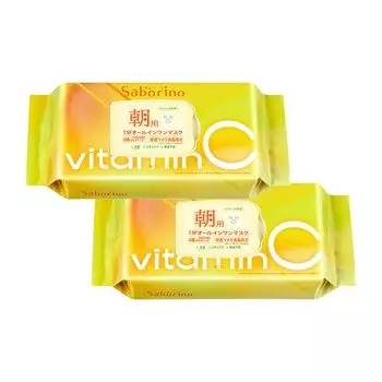 Saborino Face Mask Sheet Face Vitamin Time Face Skin Moisturizing Vita Citrus Vita Berry Moisturizing Set of 2 for morning and night Set of Pack,