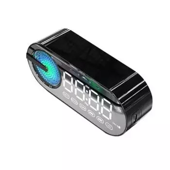 Сабвуфер Тихий цифровой будильник Радио Беспроводной светодиодный дисплей Зеркальные часы Динамик Универсальный белый