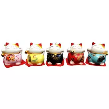 sac taske Cat Украшение Cat Керамика Lucky Cat Набор из 5 разных товаров Настольные мини-товары для кошек Подарок для интерьера (5 Счастливчик)
