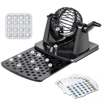 sac taske Игра в бинго Лотерейный автомат Лотерея бинго Машина бинго Лотерея Garapon Машина бинго Карточка (черный)