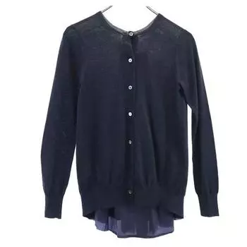 sacai luck 100% wool Long sleeve knit cardigan 2 Navy system Women Used
